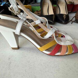 White Strappy Retro Kitten Heels
